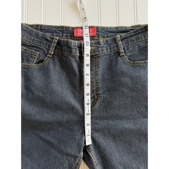 JeanBay Womens 10 Y2K Dark Wash Jeans Embroidered Back Pockets Straight - Picture 6 of 10